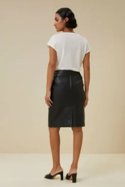 By bar Jupes<basic leather skirt | black