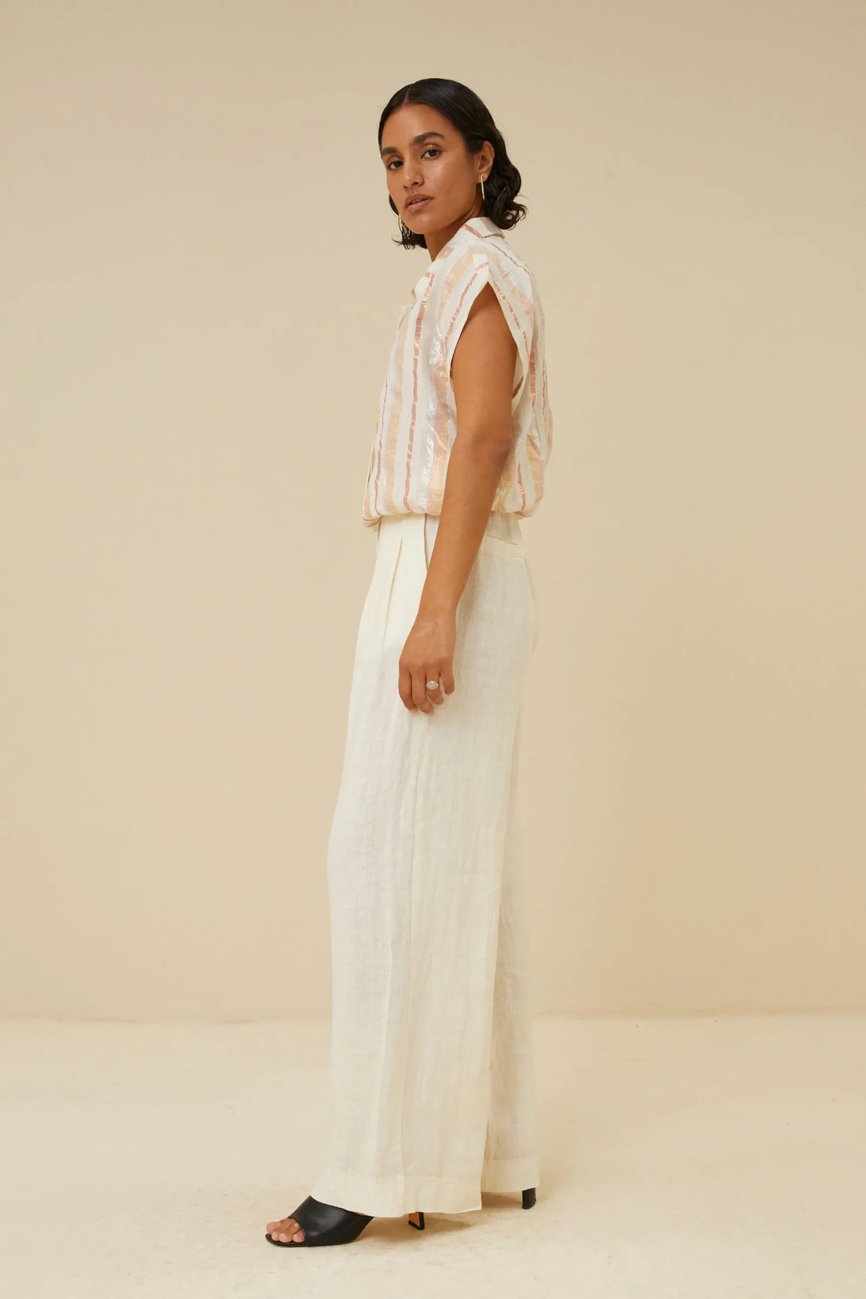 By bar Chemisiers<bieke gloss stripe blouse | pastel gloss stripe