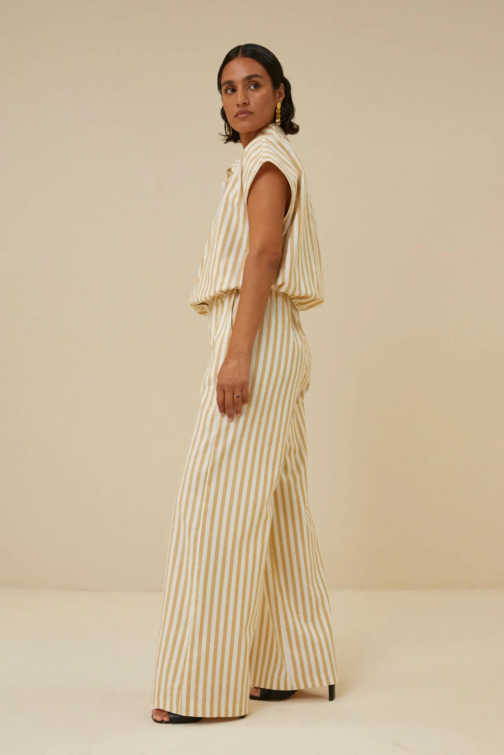 By bar Chemisiers<bieke linen stripe blouse | ochre