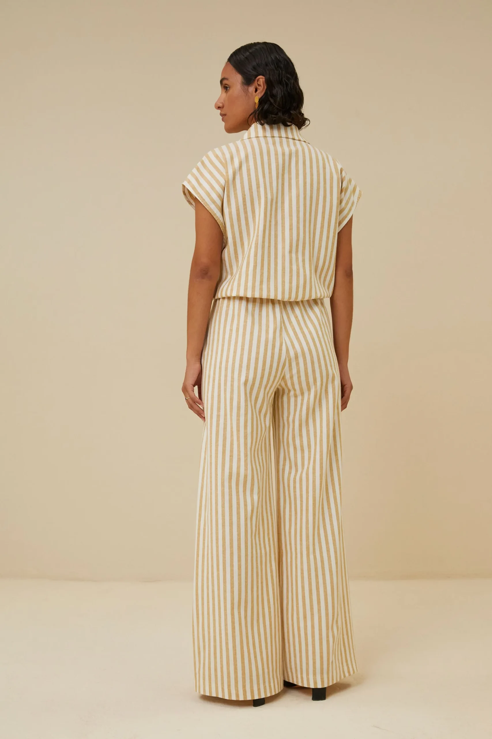By bar Chemisiers<bieke linen stripe blouse | ochre