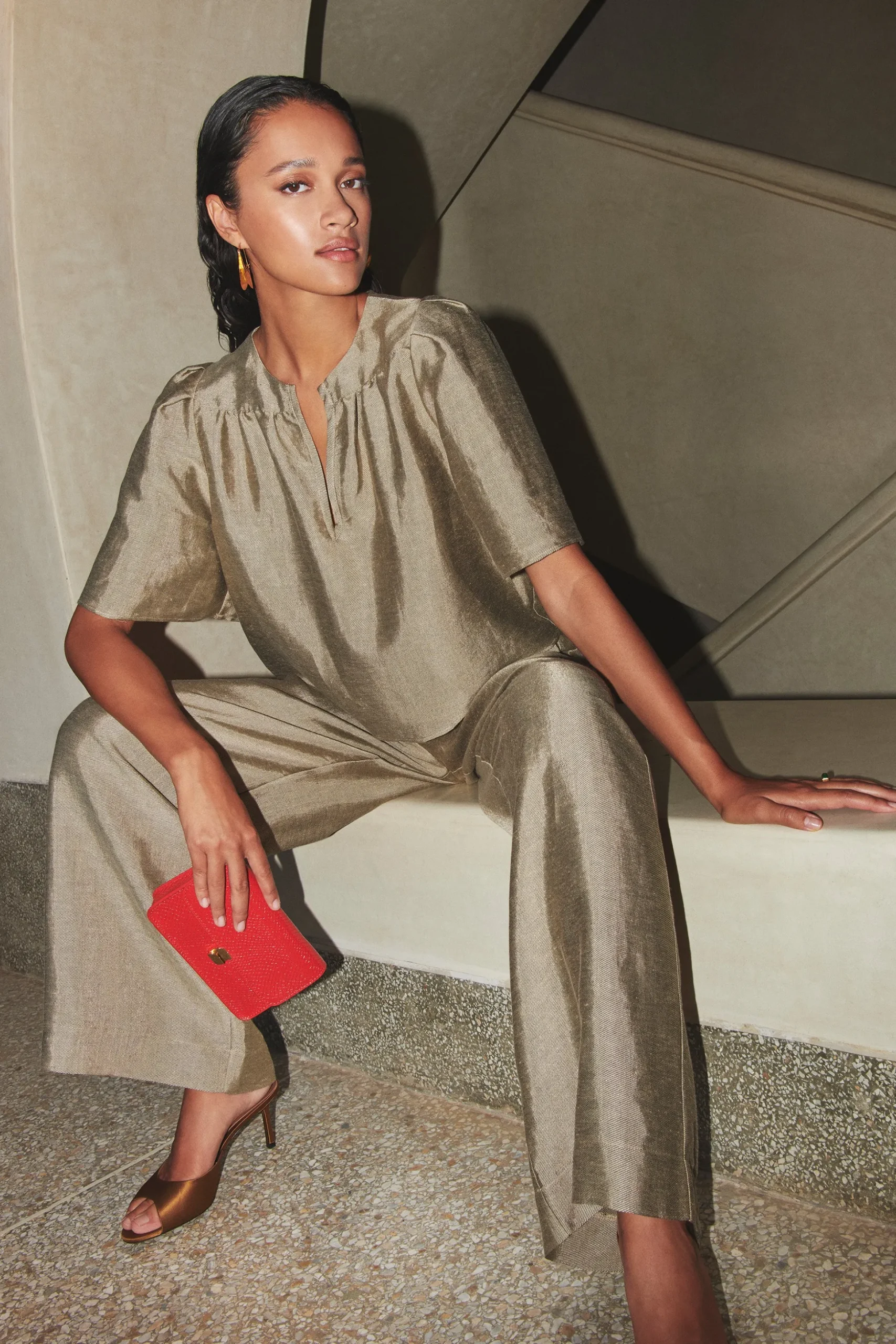 By bar Chemisiers<blake gloss blouse | gold