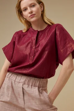 By bar Chemisiers<bo metallic blouse | grenache