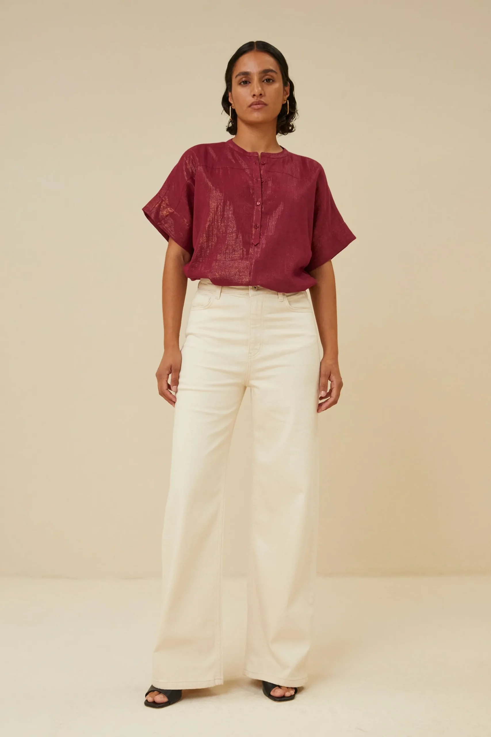 By bar Chemisiers<bo metallic blouse | grenache