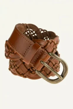 By bar Ceintures<braided leather belt | cognac