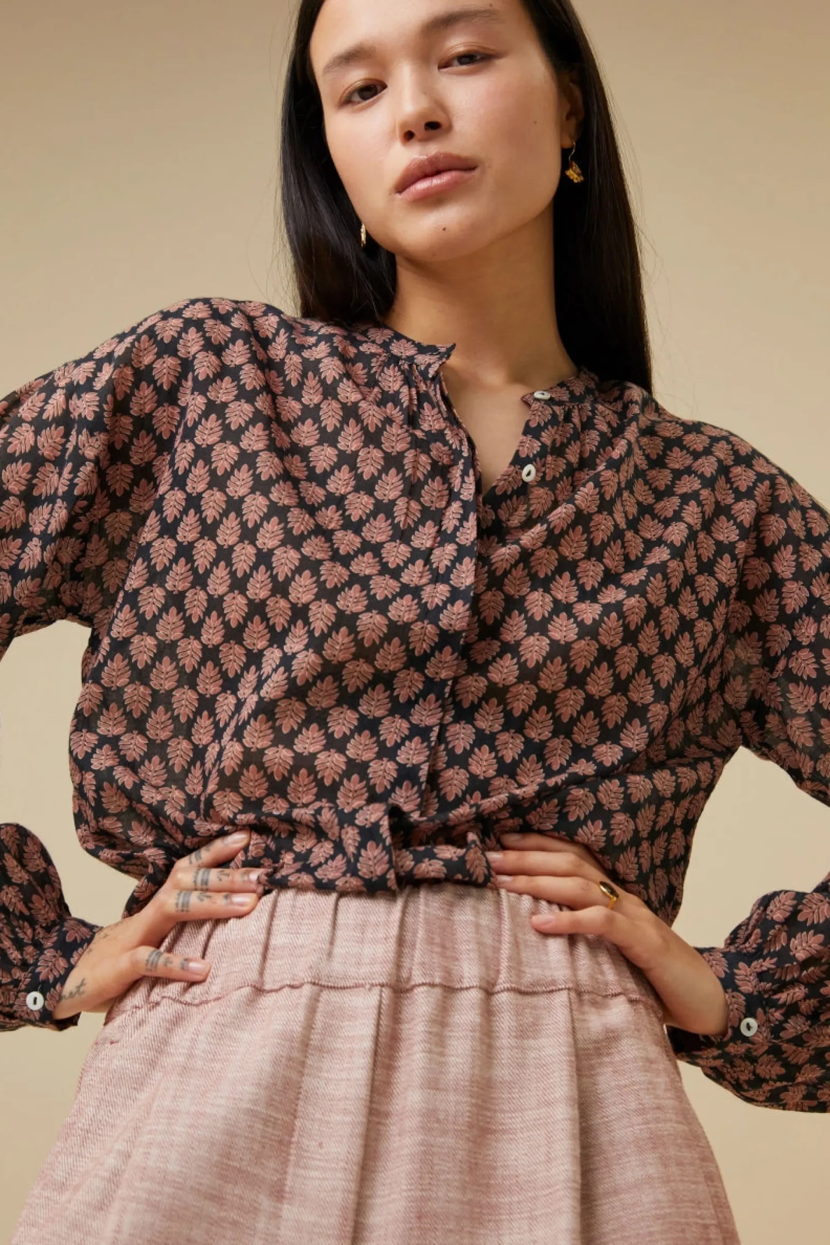 By bar Chemisiers<cecile leaf blouse | leaf print