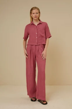 By bar Chemisiers<cris linen blouse | raspberry