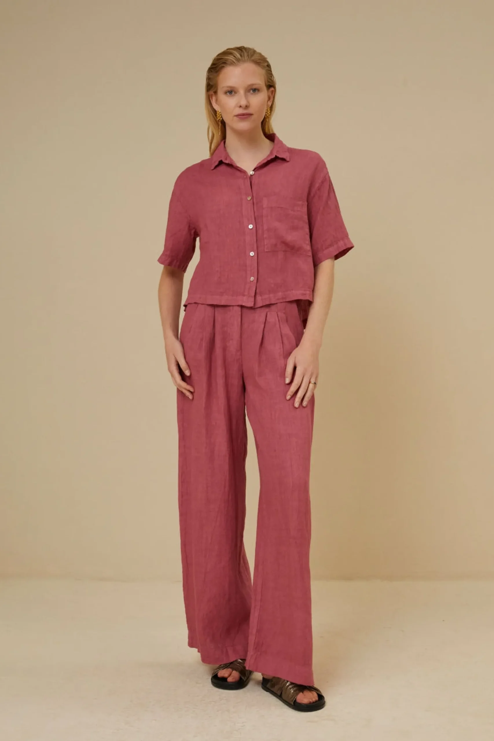 By bar Chemisiers<cris linen blouse | raspberry