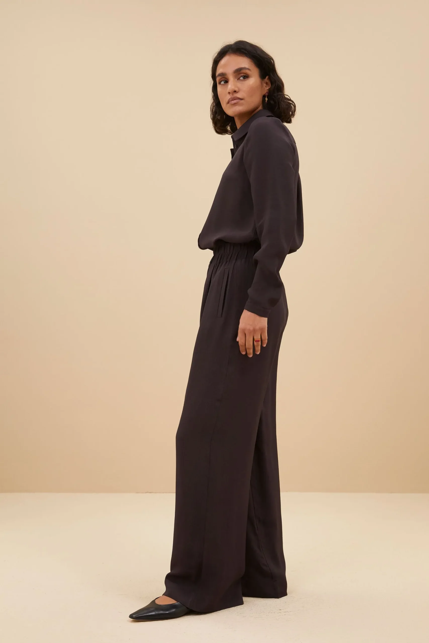 By bar Chemisiers<donna satin stripe blouse | cafe noir