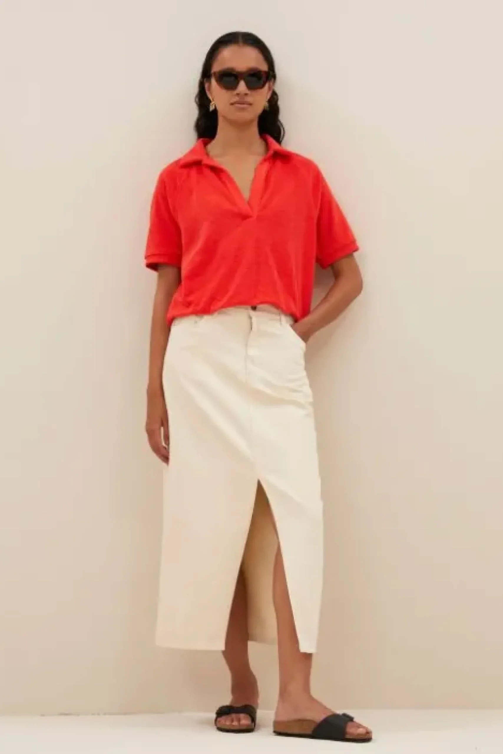 By bar Jupes<elba twill skirt | raw white