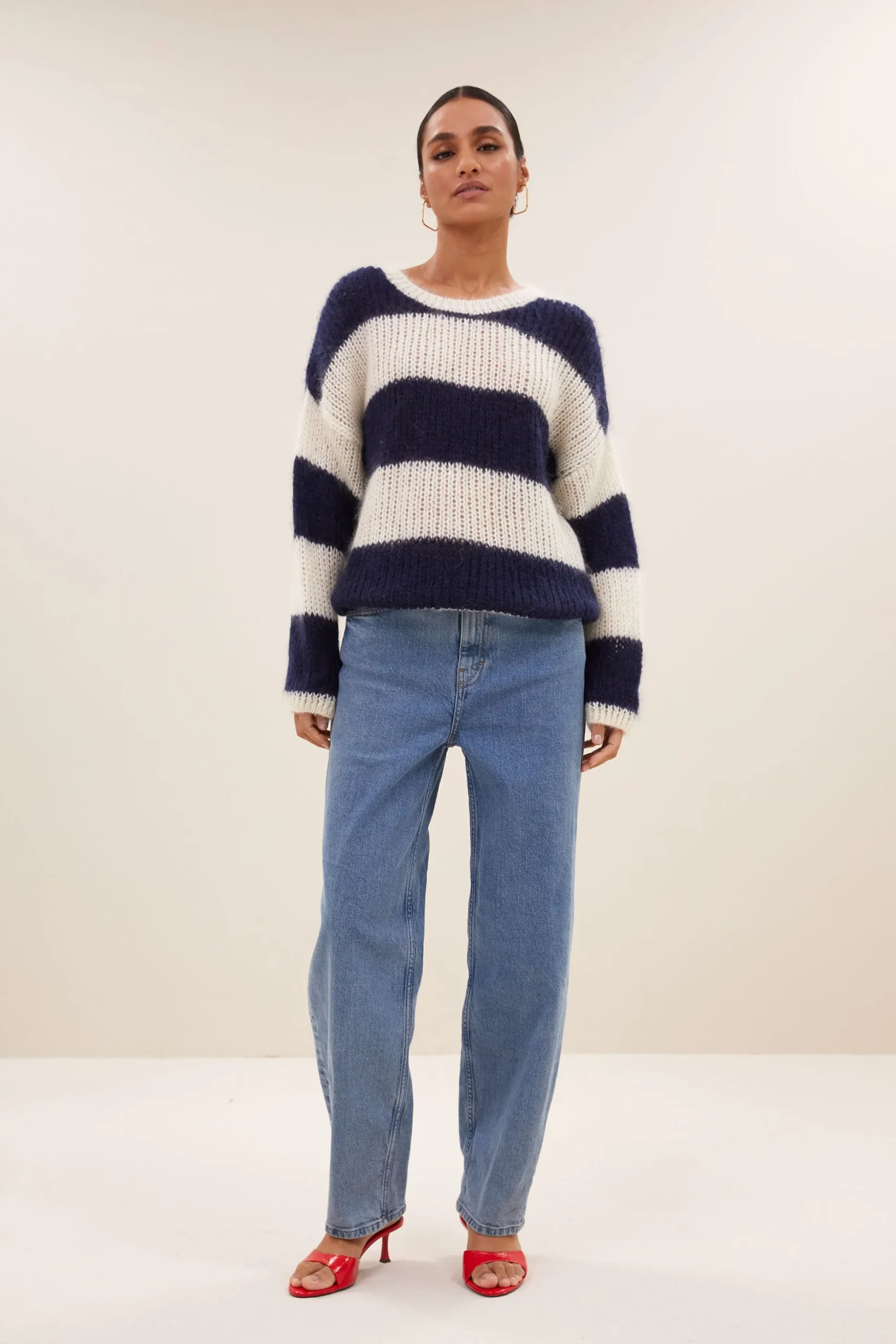 By bar Maillots<evi stripe pullover | midnight big stripe