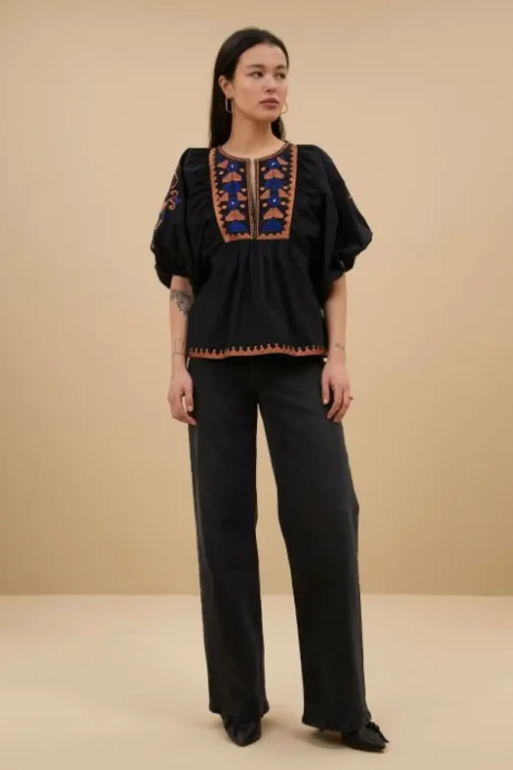 By bar Chemisiers<gabie embroidery blouse | jet black