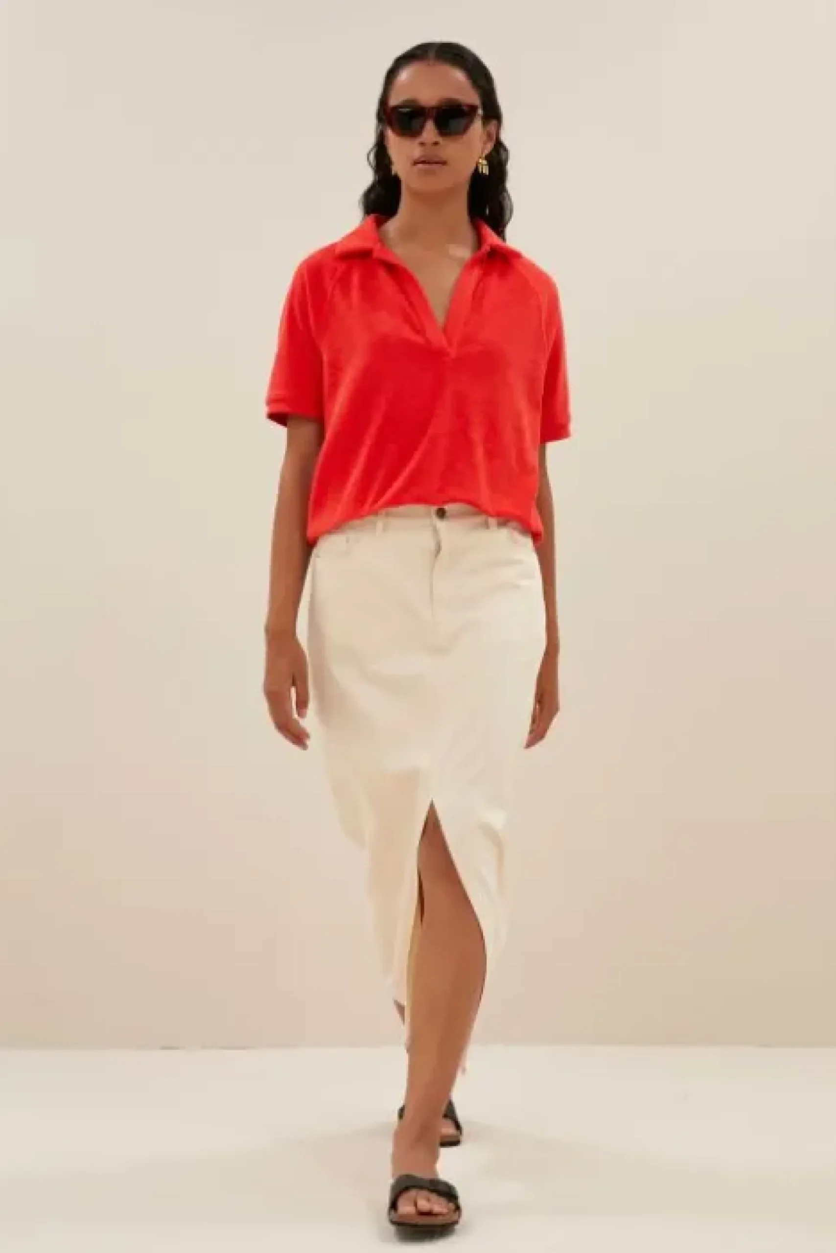 By bar Tops & T-shirts<harper slub top | poppy red