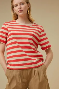By bar Tops & T-shirts<hope big stripe top | poppy red
