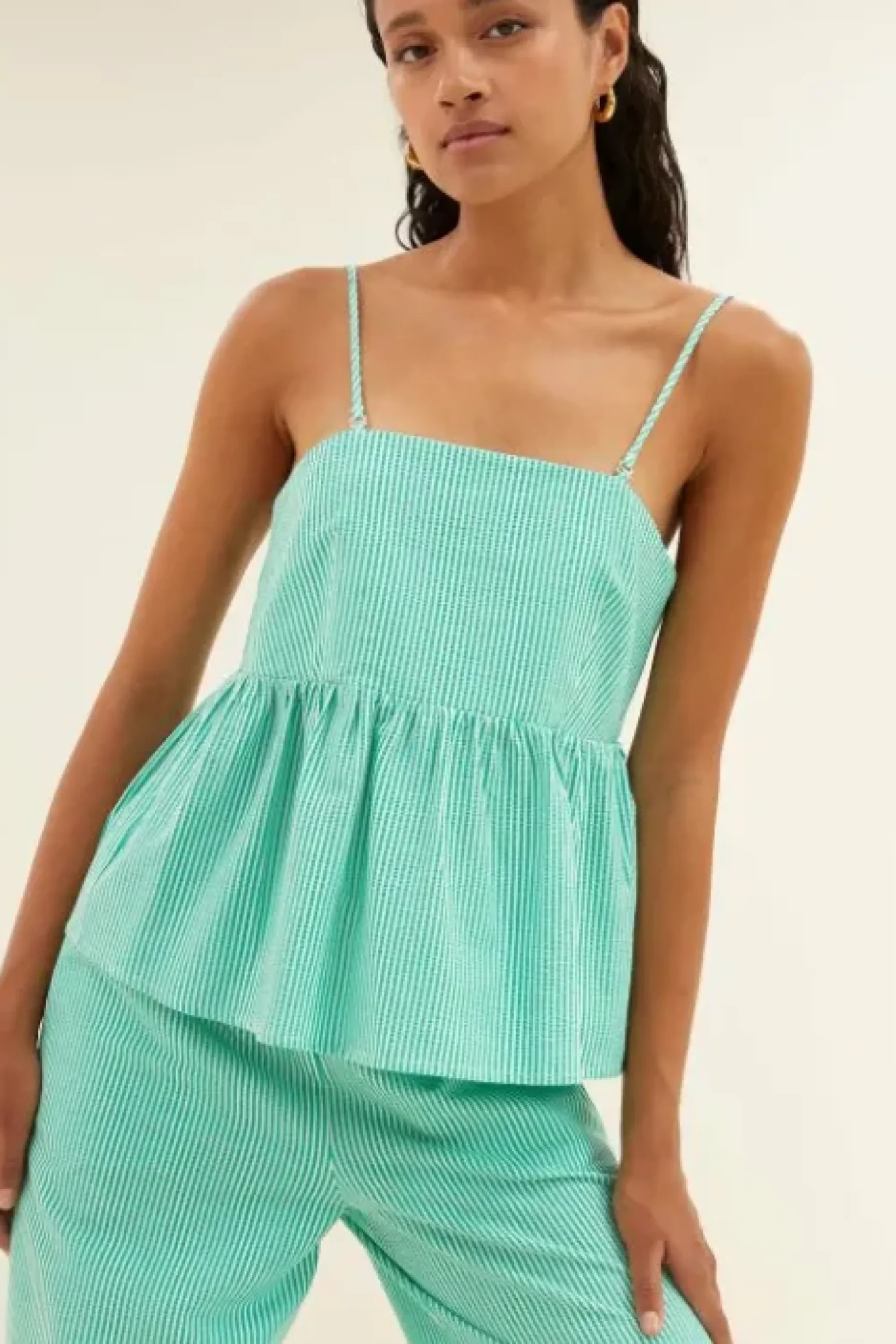 By bar Tops & T-shirts<leah stripe top | green seer stripe
