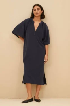 By bar Robes<louisa slub dress | midnight