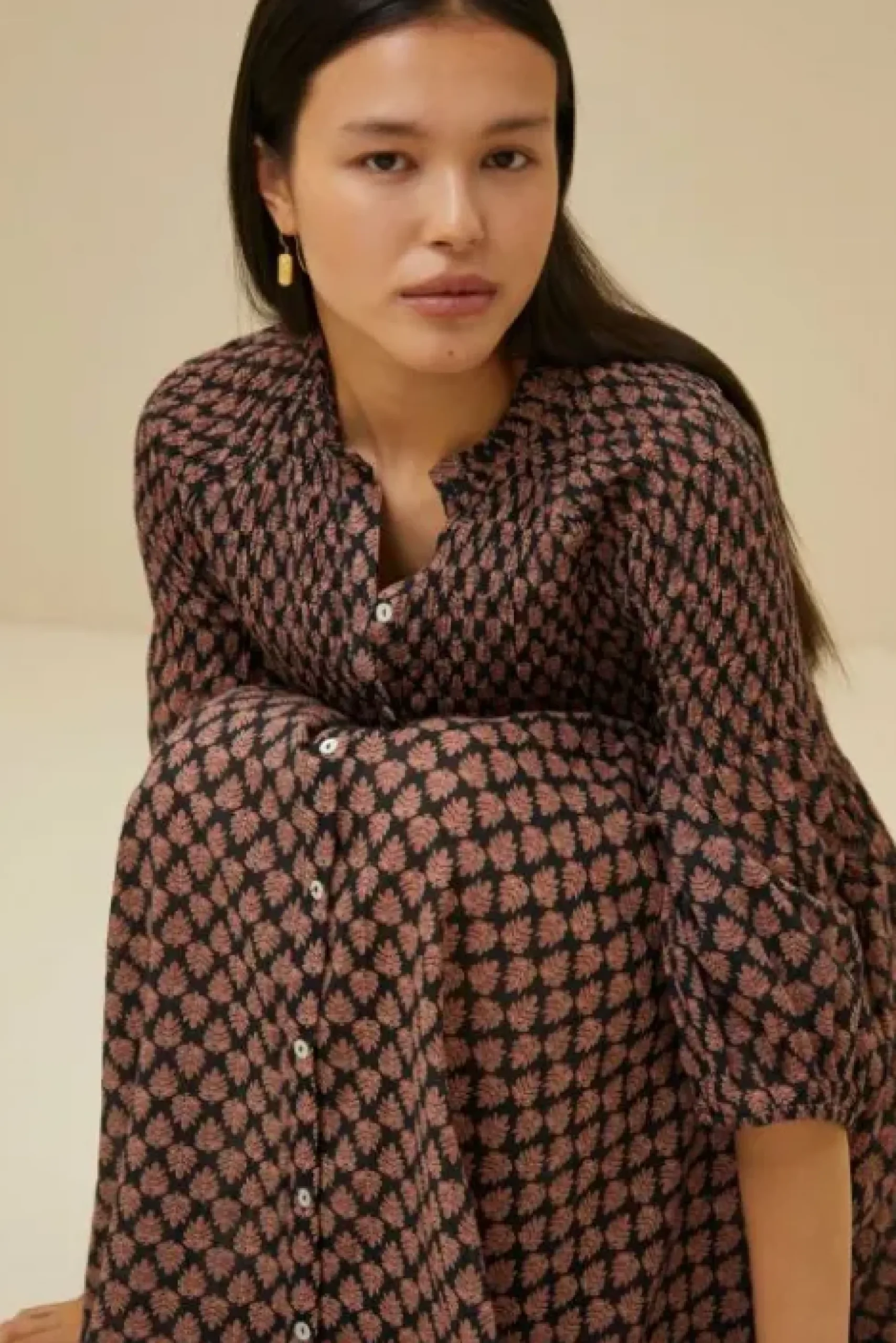 By bar Robes<loulou leaf dress | leaf print