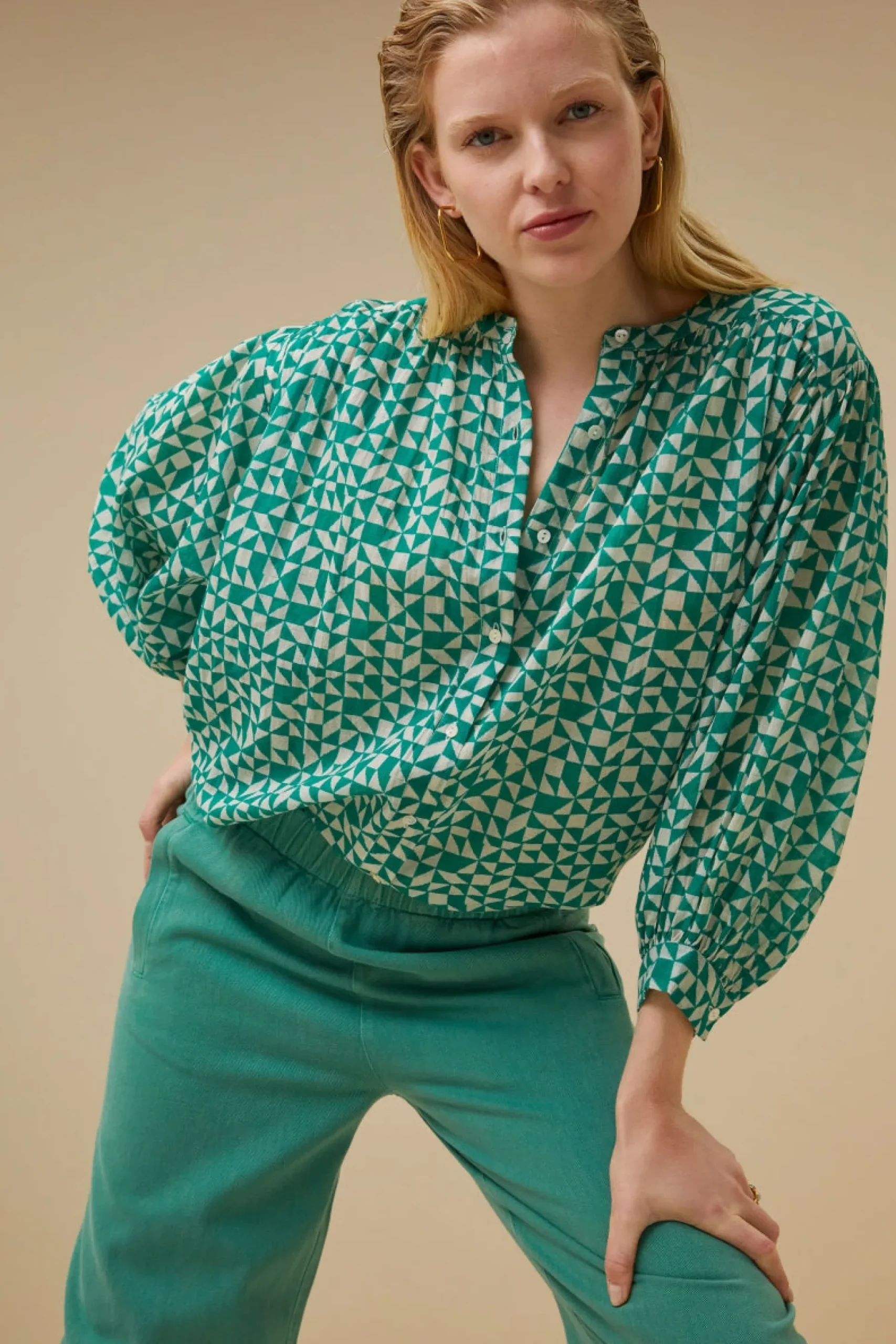 By bar Chemisiers<lucy graphic blouse | graphic green