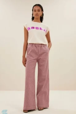 By bar Pantalon<neal stripe pants | cherry milky stripe