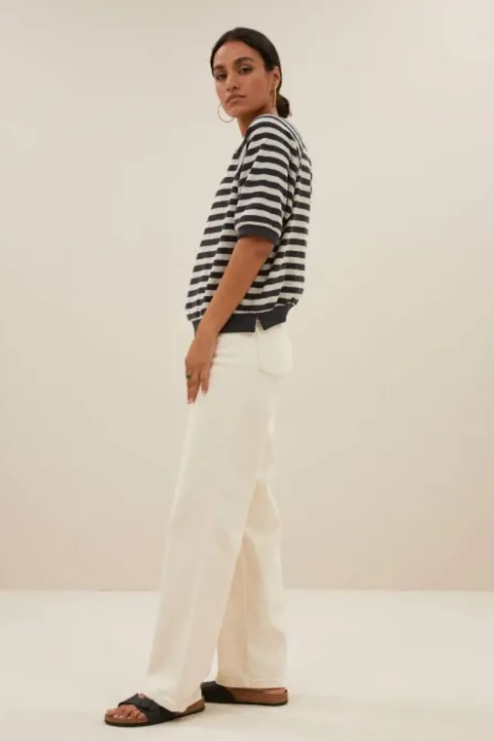 By bar Tops & T-shirts<neva slub stripe top | jet black