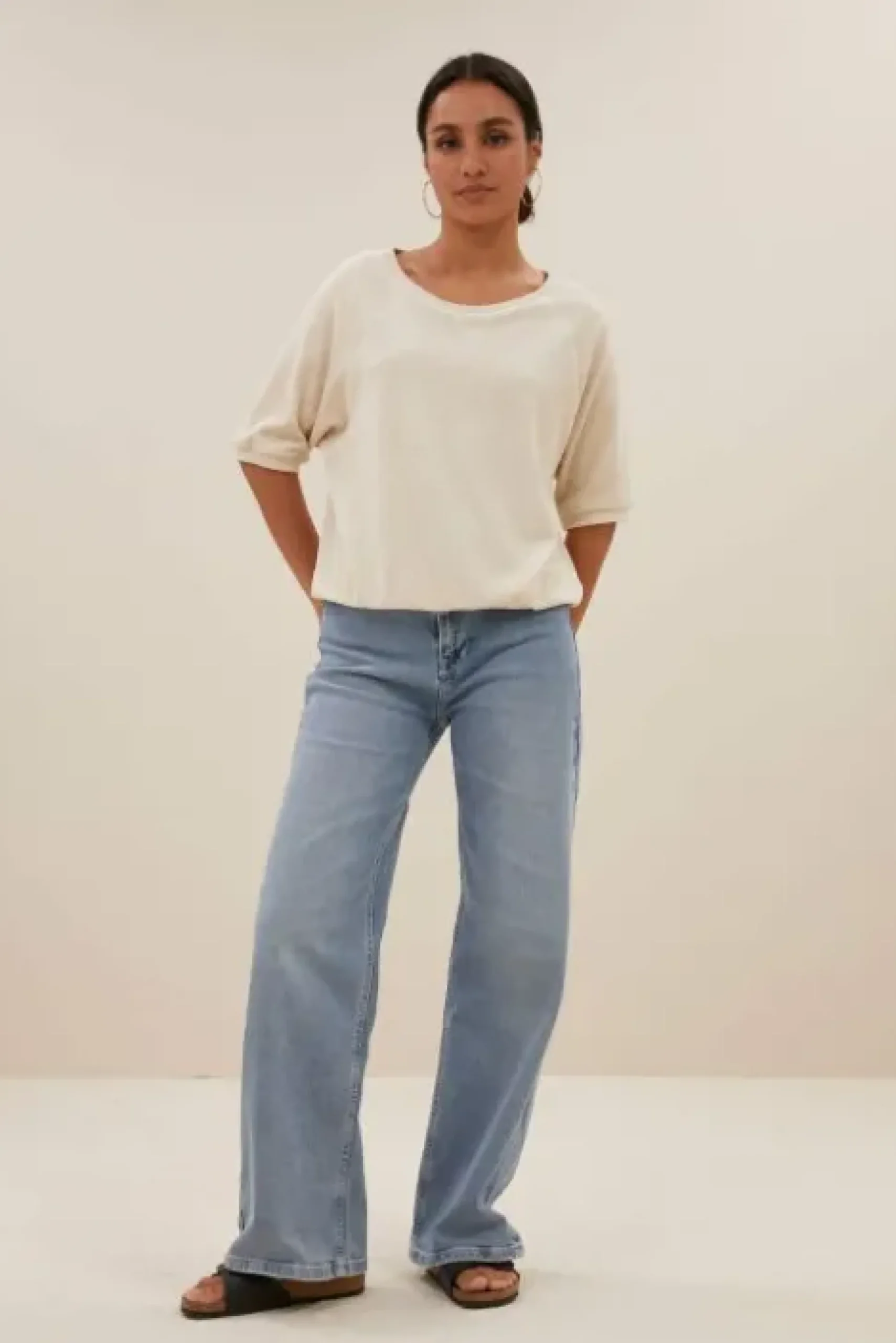 By bar Tops & T-shirts<neva slub top | almond