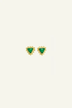 By bar Boucles D'oreilles<PD triangle stud earring | green