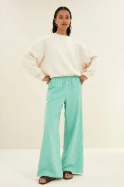By bar Pantalon<randy green stripe pants | green seer stripe