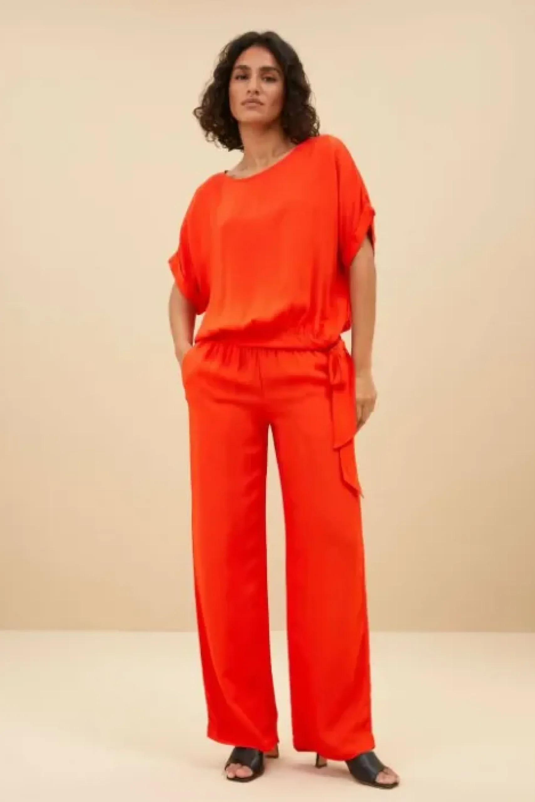 By bar Pantalon<robyn satin stripe pant | bright poppy