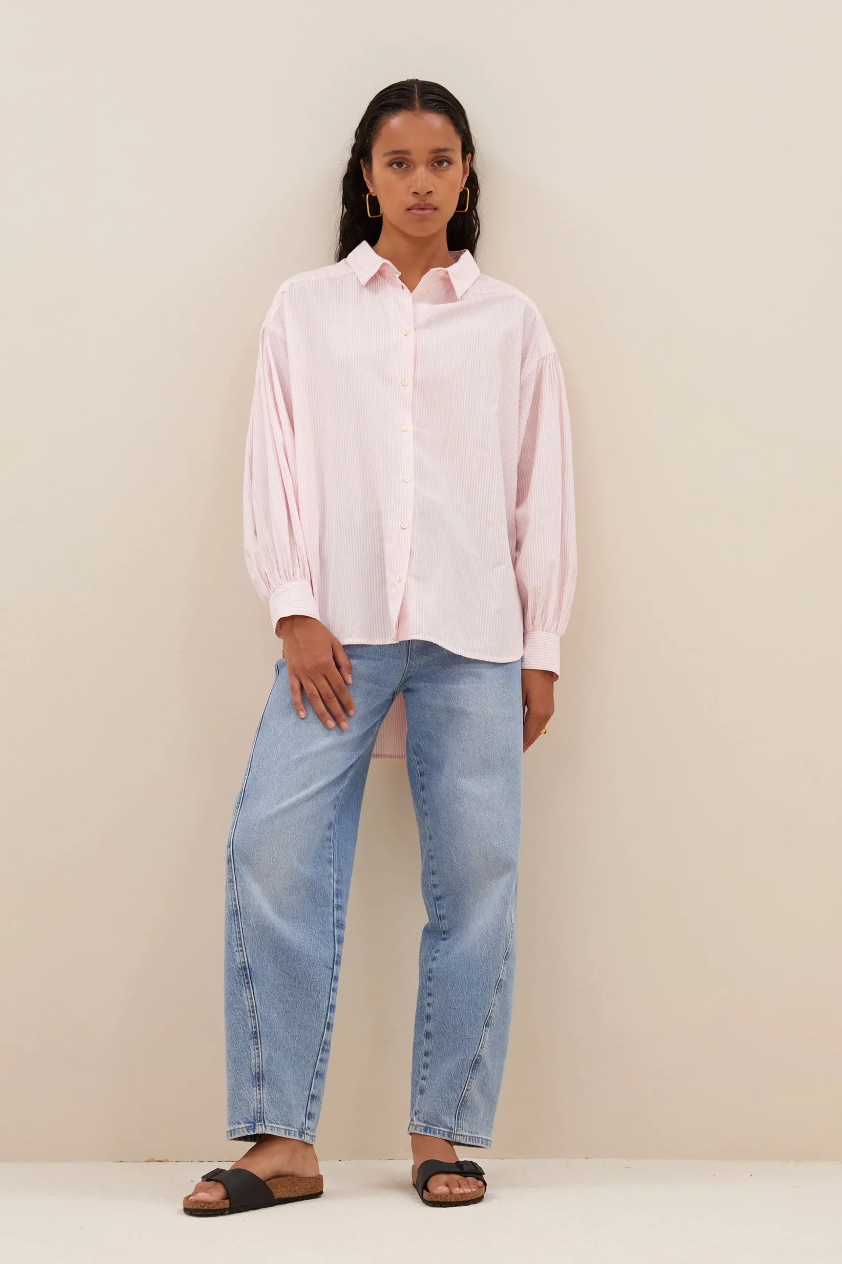 By bar Chemisiers<sarah pink pinstripe blouse | pink pin stripe