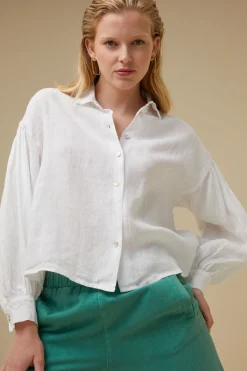 By bar Chemisiers<sarah short linen blouse | bright white