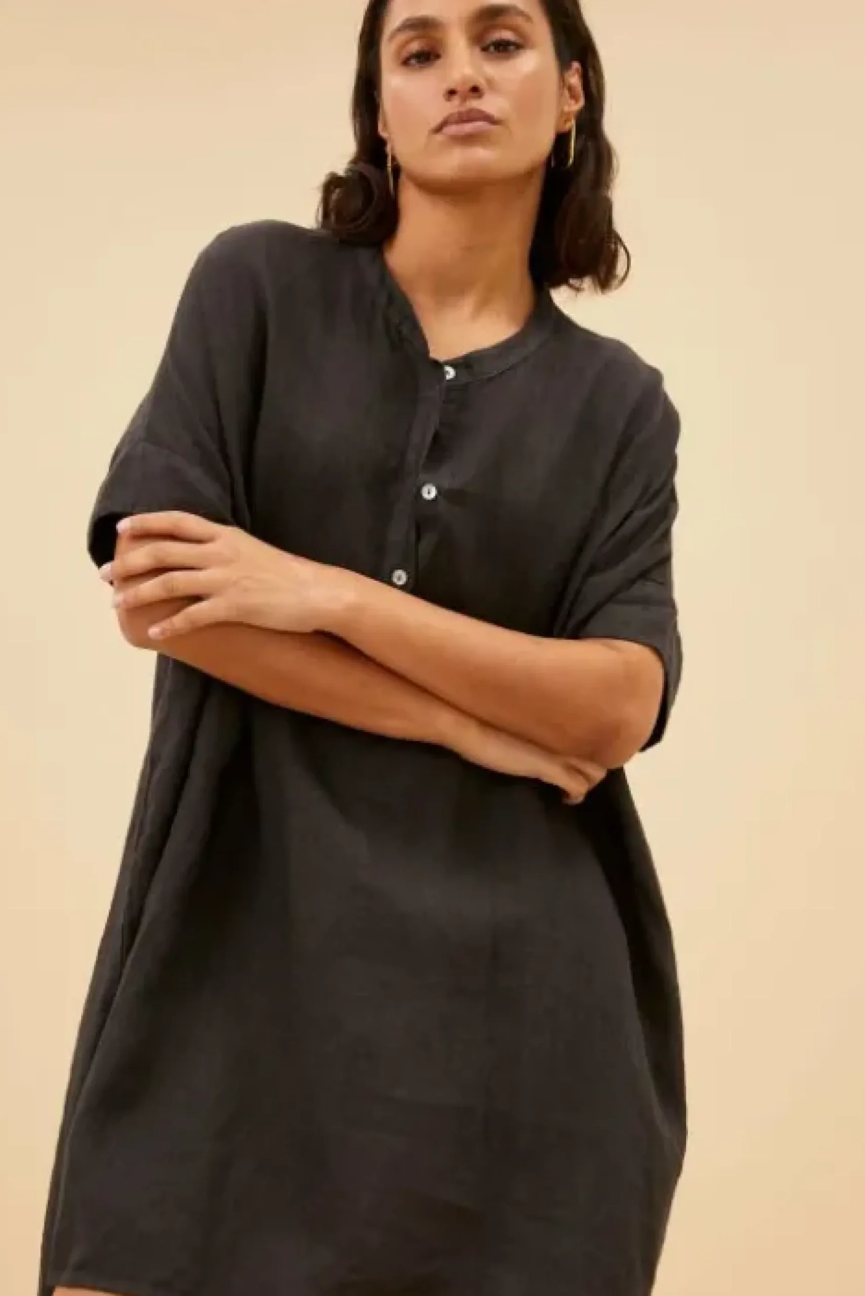 By bar Robes<tais linen dress | jet black