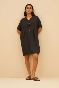 By bar Robes<tais linen dress | jet black