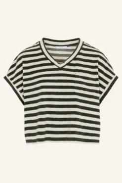 By bar Tops & T-shirts<tammie slub stripe top | jet black
