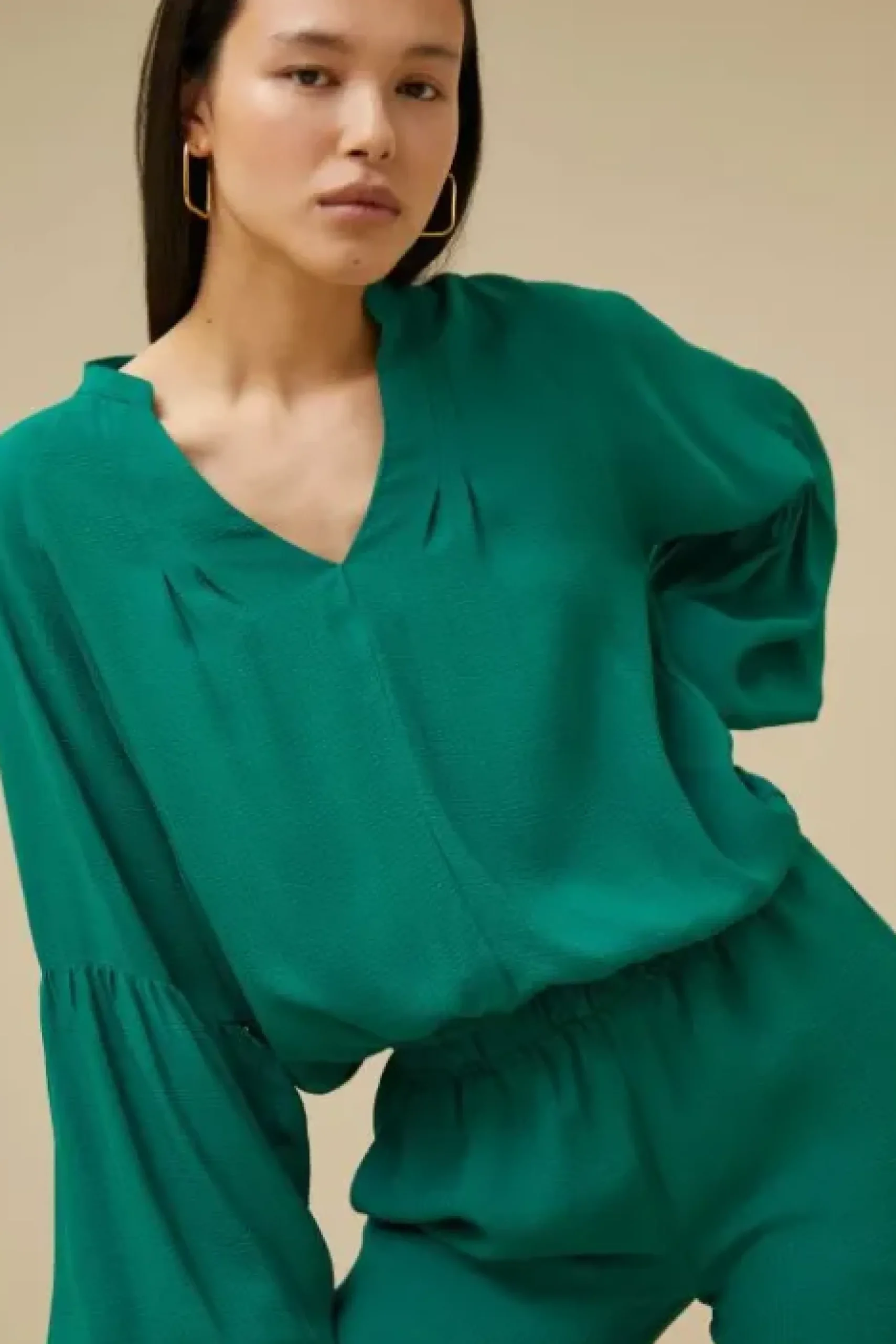 By bar Chemisiers<vienna satin stripe blouse | evergreen