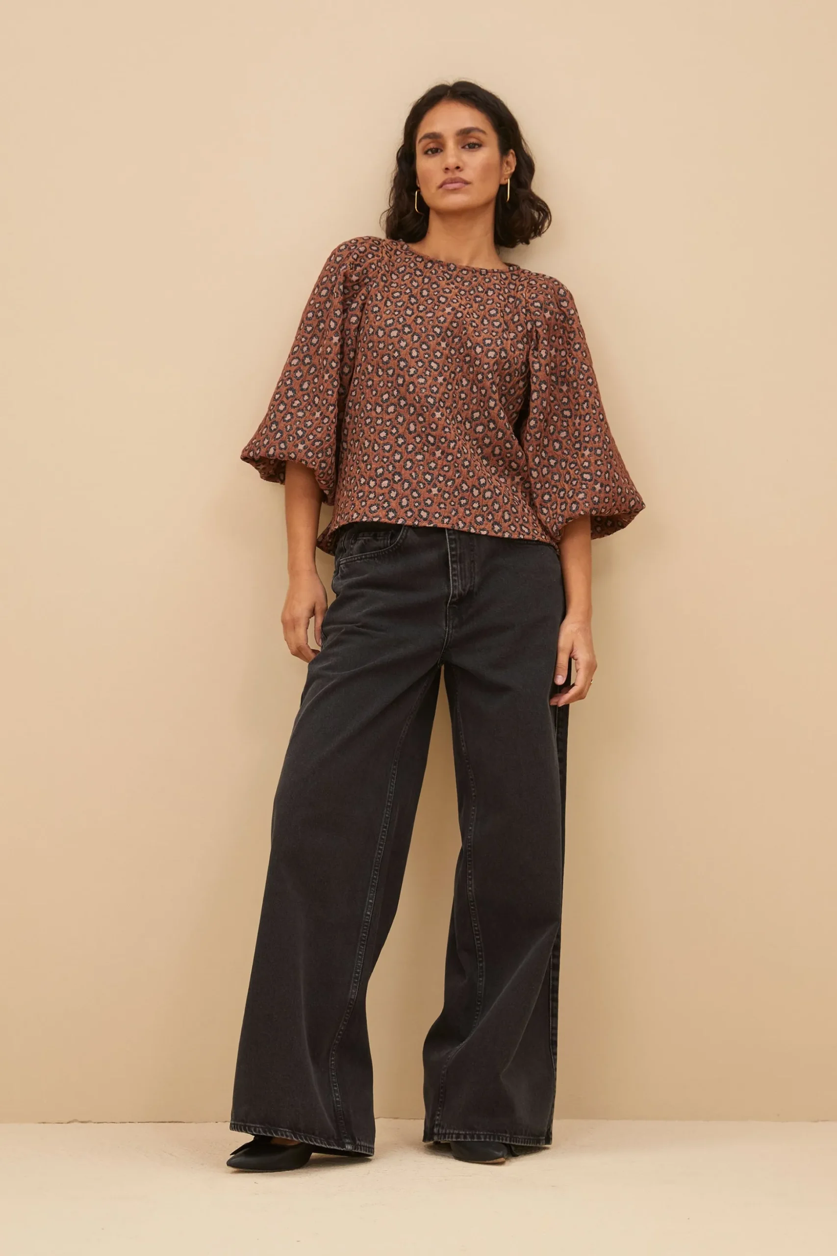 By bar Chemisiers<zasu jacquard blouse | brown panter print