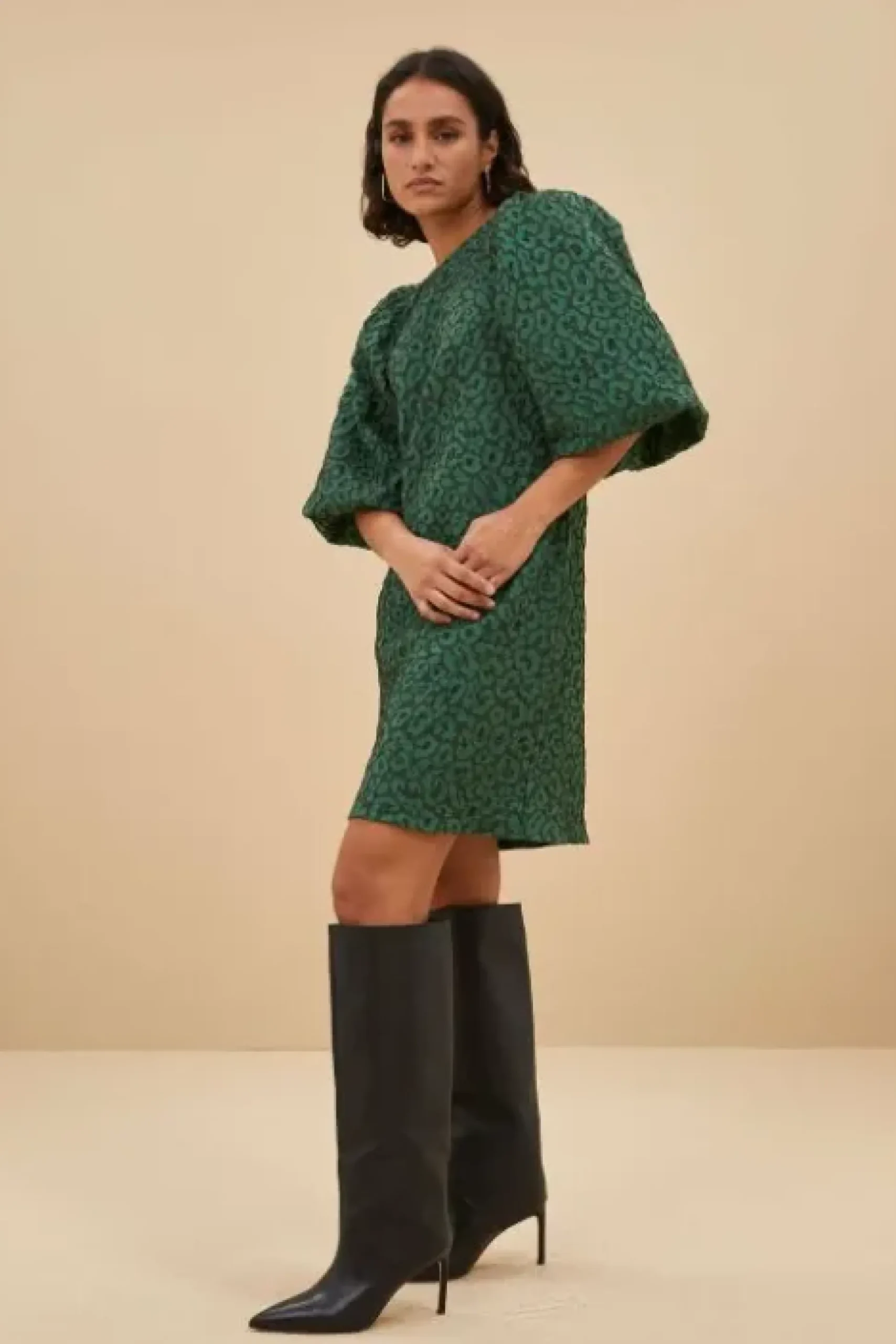 By bar Robes<zasu leo dress | green panter print